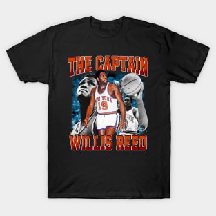 Willis Reed The Captain Basketball Legend Signature Vintage Retro 80s 90s Bootleg Rap Style T-Shirt